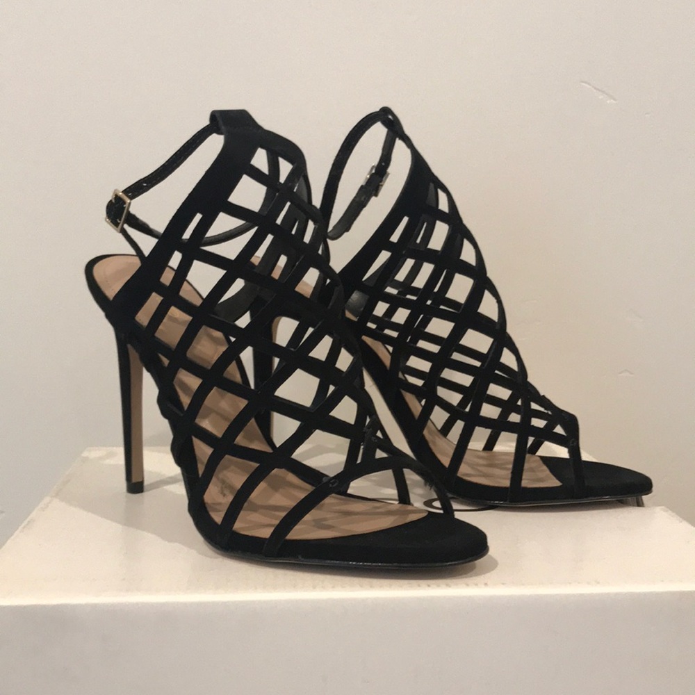 NEVER WORN Black Strappy Stilettos - 8